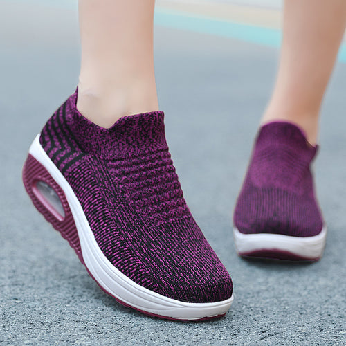 Damen nan gestrickter Schlupf-Walking-Sneaker mit anatomischer Pronationsstütze, Luftpolster-Zwischensohle und sockenähnlichem Schaft Echo Archiv