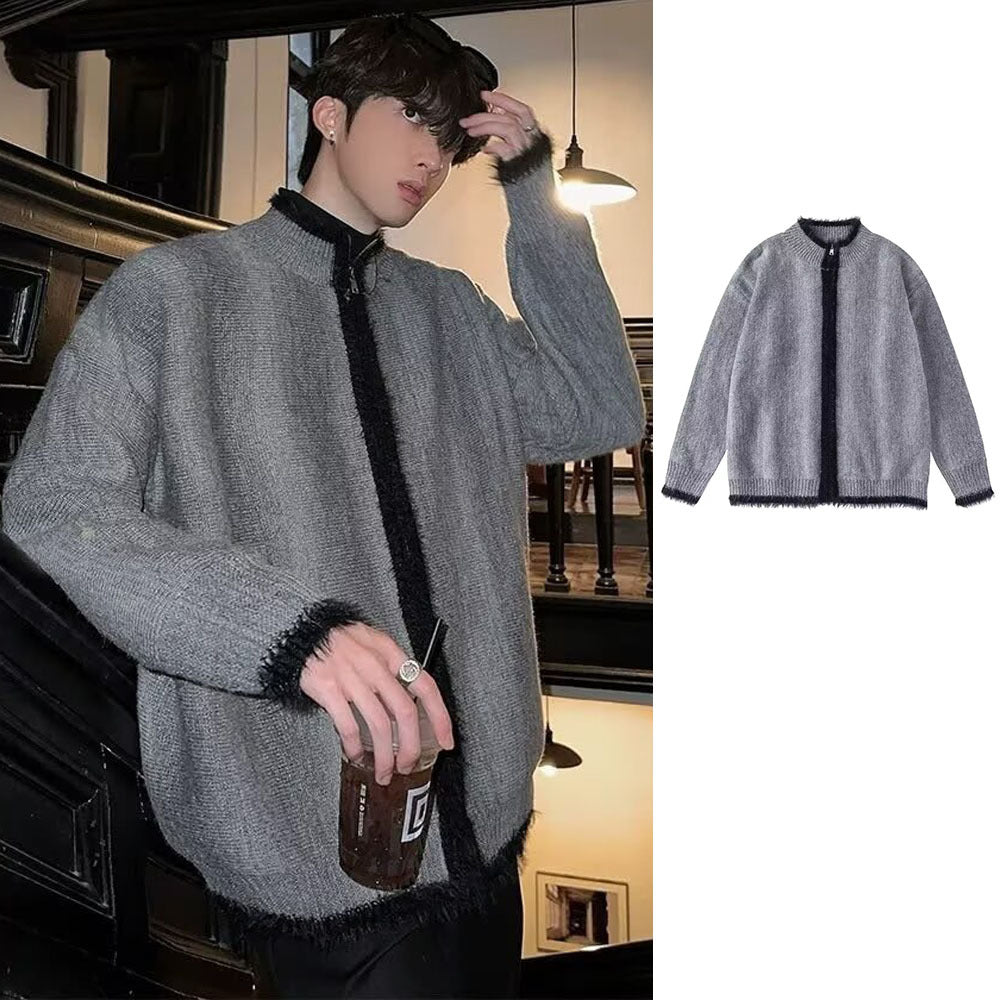 Herren Modische Strickjacke mit barthematischen Akzenten Echoarchiv