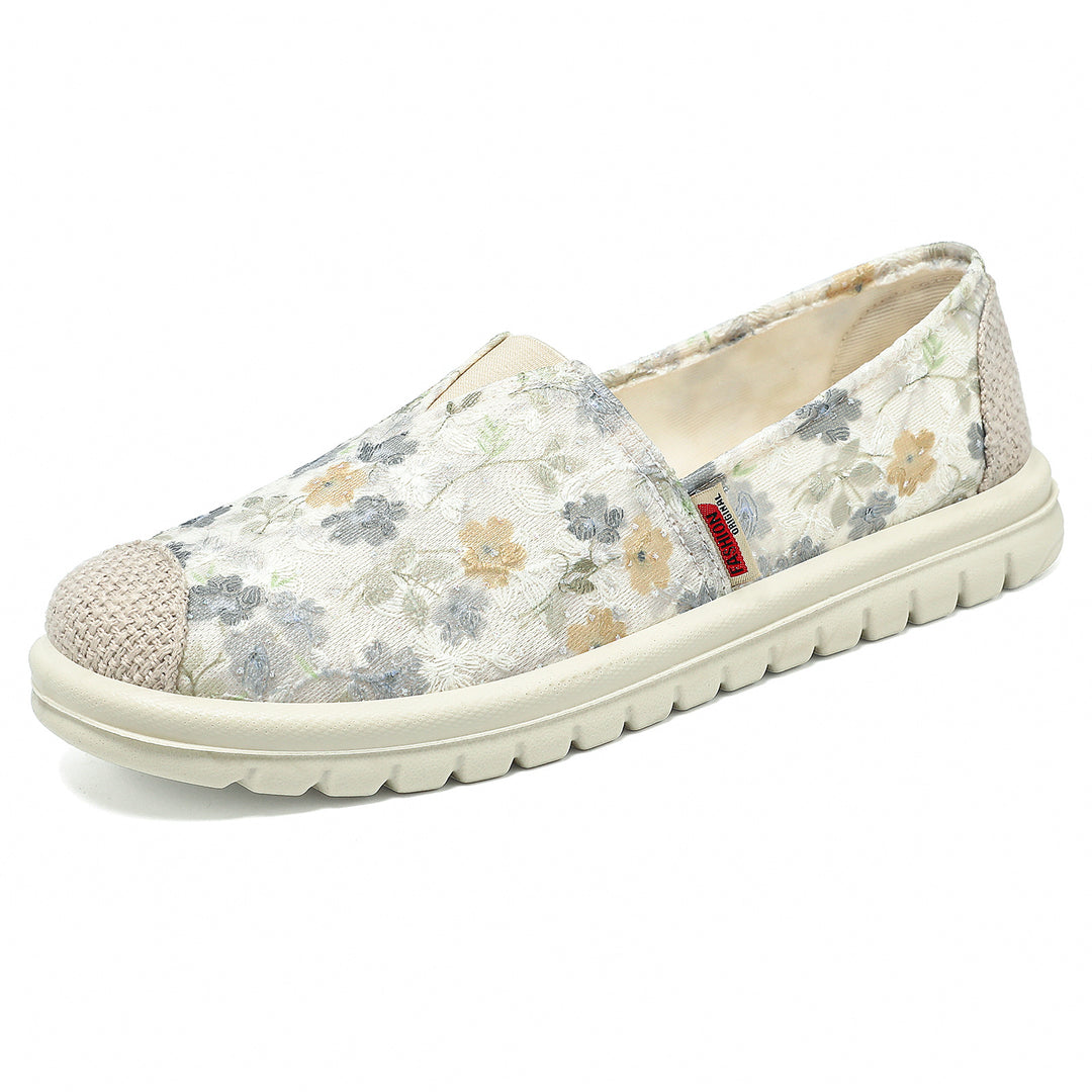 Damen nan floraler Slip-On Freizeit-Slipper mit gestrickter Zehenkappe und stoßdämpfender Leichtsohle Echo Archiv