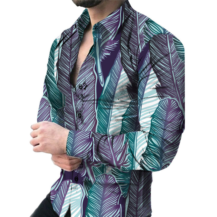 Herren Kurzarmhemd mit elegantem floralen Druck und schmalem Schnitt Echoarchiv