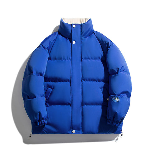 Unisex Kapuzenlose wattierte Steppjacke mit hohem Stehkragen, Thermoisolierung und Kordelzugsaum Echo Archiv