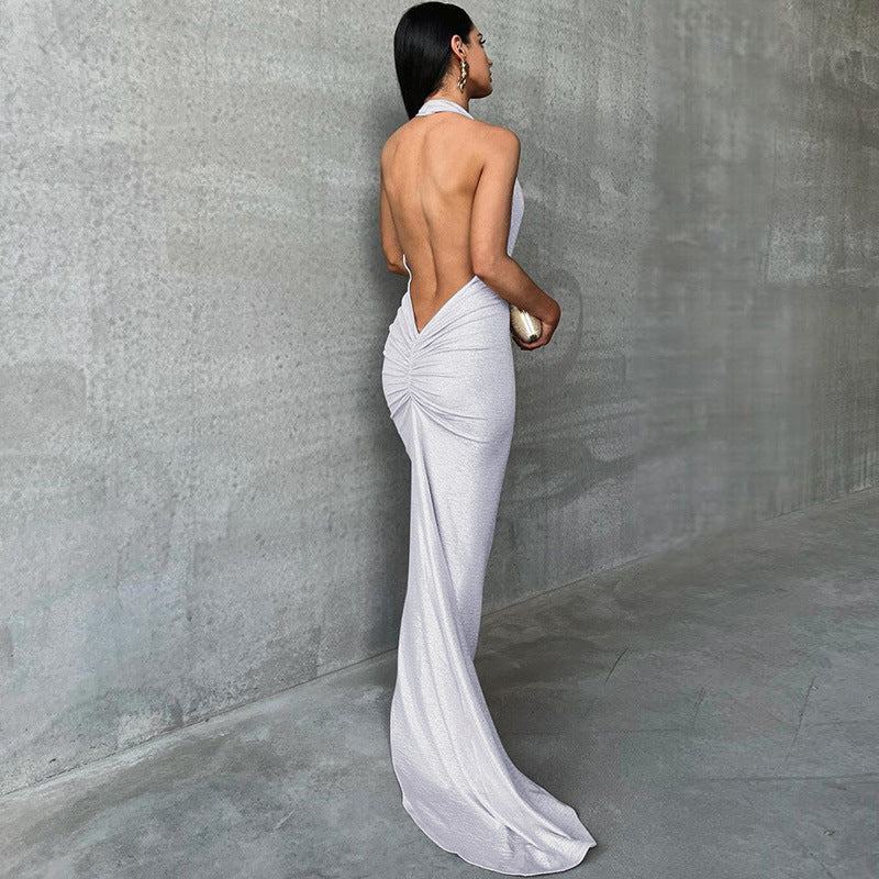 Damen Elegantes Wickelkleid mit tiefem V-Ausschnitt und schimmerndem Finish Echo Archiv