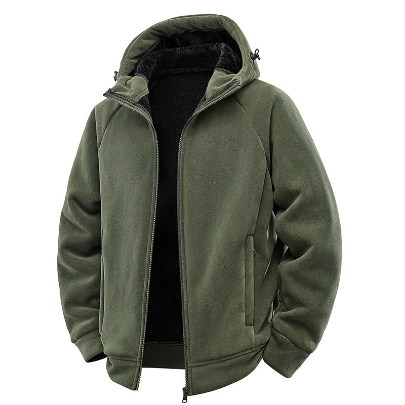 Herren Teddygefütterte Fleece‑Kapuzenjacke mit Thermofutter, durchgehendem Reißverschluss & Eingrifftaschen Echoarchiv