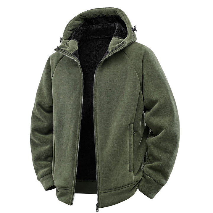 Herren Teddygefütterte Fleece‑Kapuzenjacke mit Thermofutter, durchgehendem Reißverschluss & Eingrifftaschen Echoarchiv