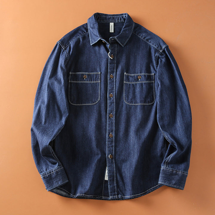 Herren Klassisches Denim-Hemd mit Brusttaschen Echo Archiv