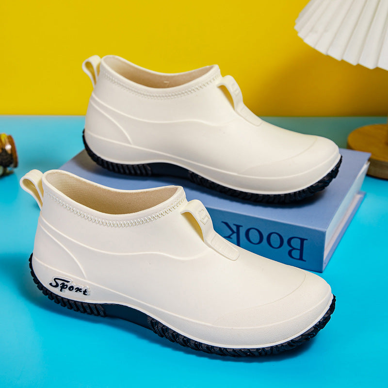 Damen Kurzschaftige wasserdichte Slip‑On Gummistiefelette mit Neoprenkragen und profiliertem Anti‑Rutsch‑Laufsohlen‑Design Echoarhiv