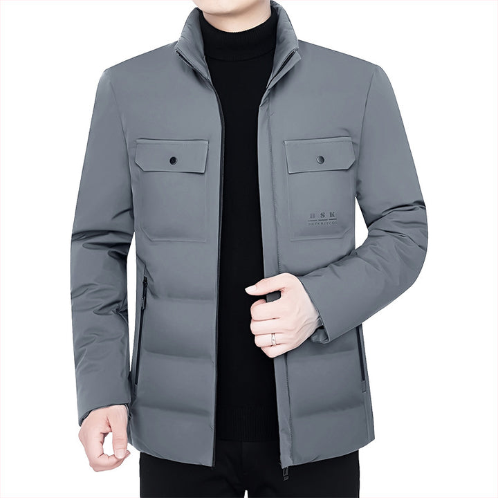 Herren Thermisch gepolsterte Cityjacke mit Stehkragen und Brustklappen – Taviero