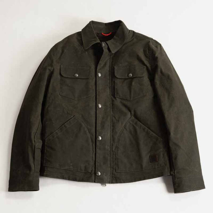 Herren Gewachste Canvas-Arbeiterjacke mit Klappentaschen und Druckknopfverschluss Echoarchiv