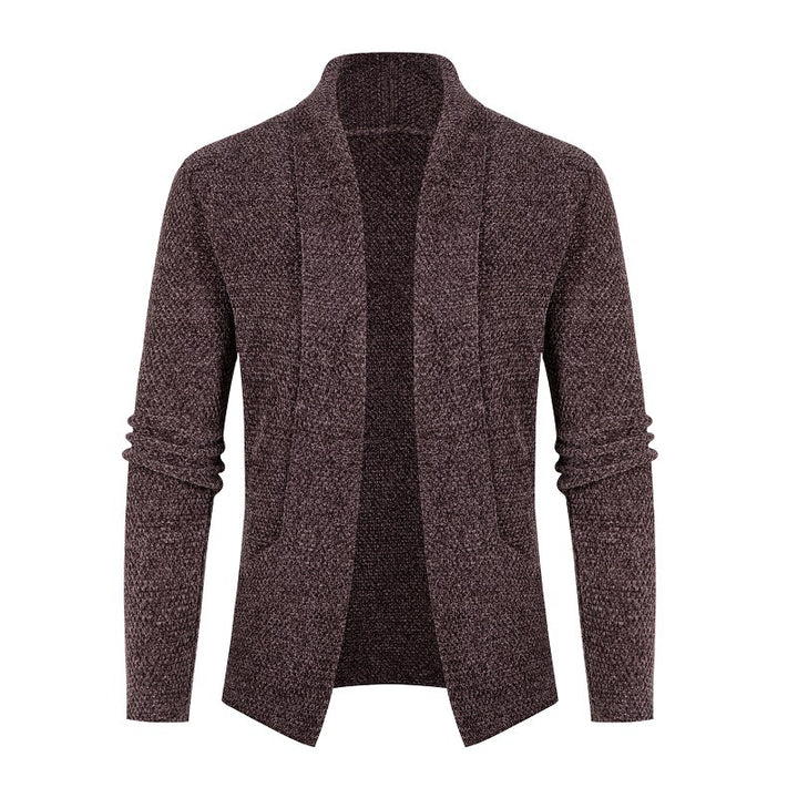 Herren Strickjacke mit modernem Schalkragen und feinem Strukturmuster Echoarchiv