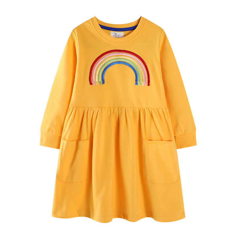 Mädchen Freizeitkleid mit Regenbogen-Stickerei Echo Archiv