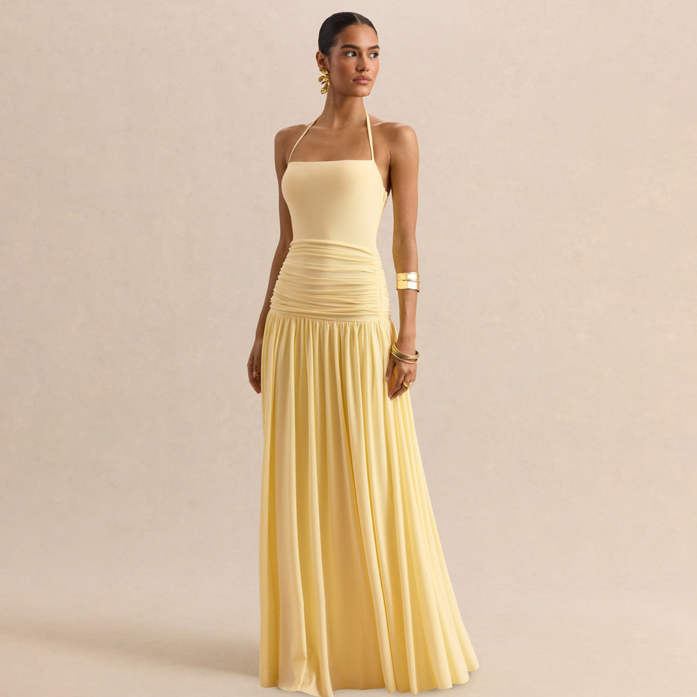 Damen Maxikleid mit Raffungen und schulterfreiem Design Echoarchiv