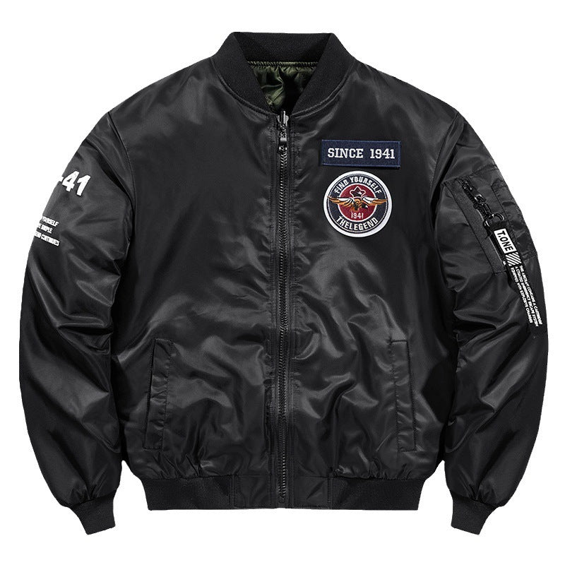 Herren Piloten-Bomberjacke mit Patch-Details, Nylon‑Shell und Ärmeltasche Echoarchiv