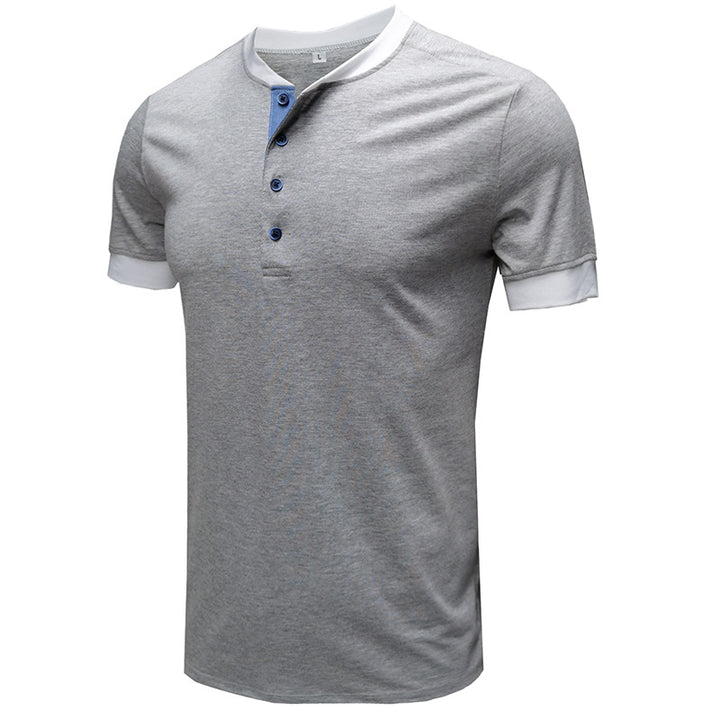 Herren modisches Henley Shirt mit kontrastierendem Kragen und Knopfleiste Echoarchiv