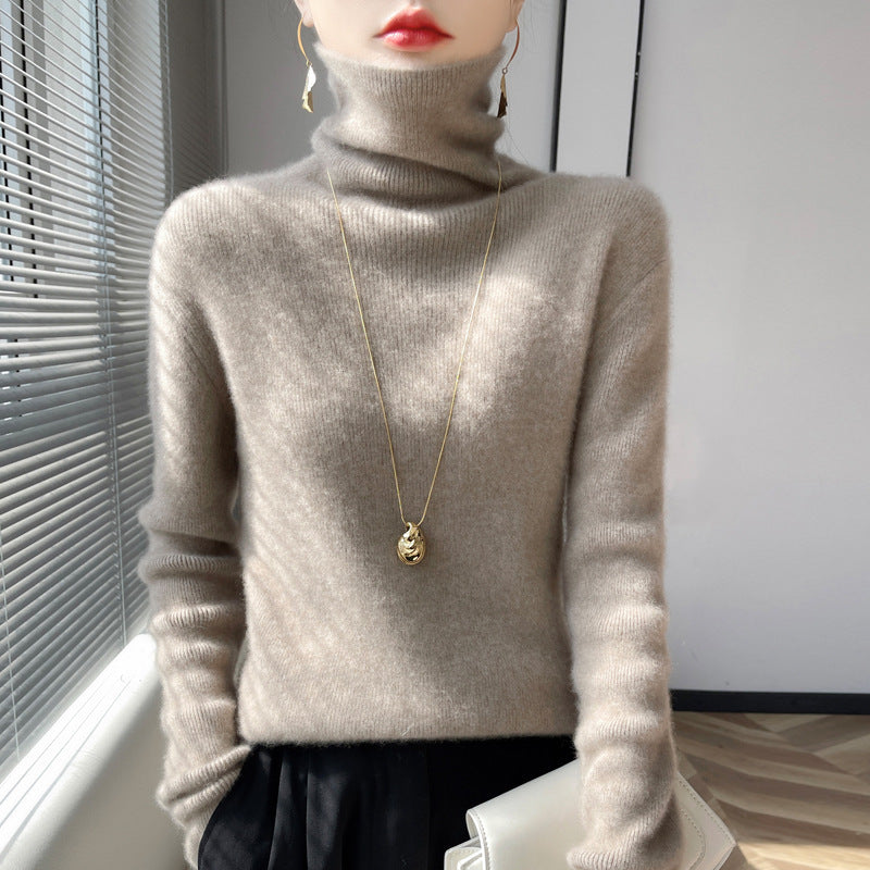 Damen Kurz geschnittener Rollkragenpullover aus weichem Kaschmir-Blend mit schmaler Silhouette Echoarchiv
