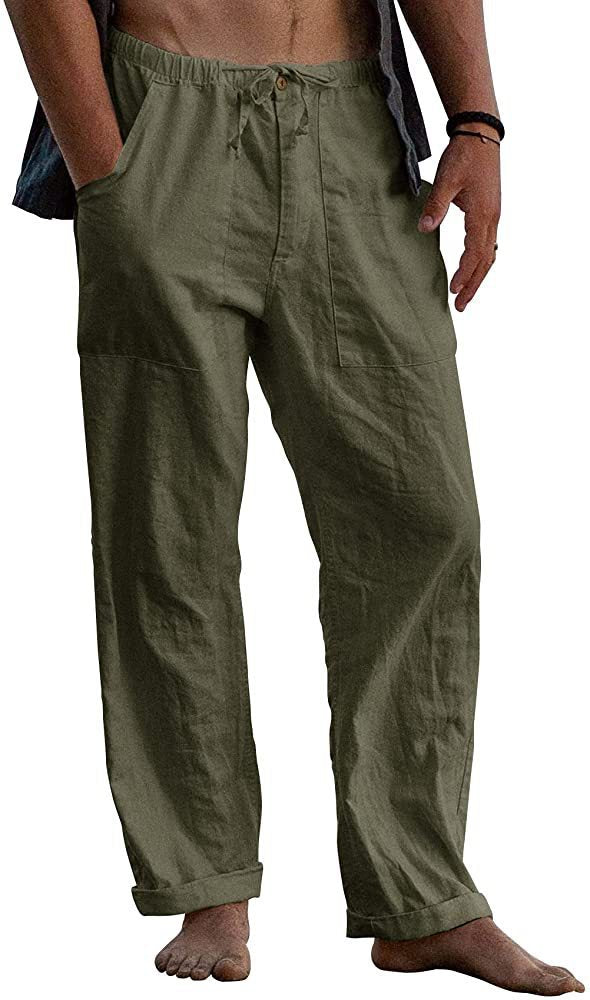 Herren nan leichte Leinenhose mit elastischem Bund und geradem Schnitt Echo Archiv