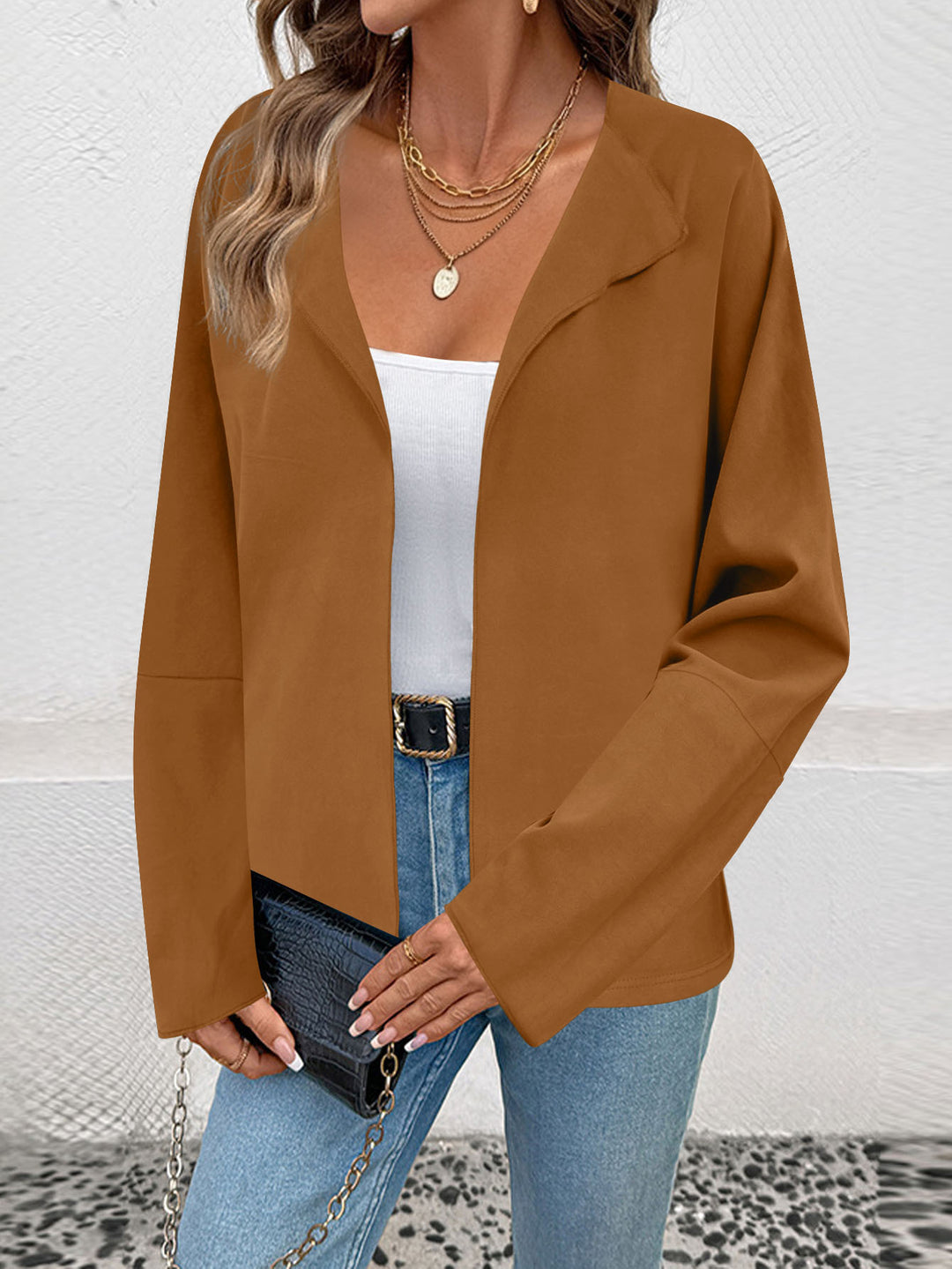 Damen Leichter Oversize-Mantelblazer mit offenem Schnitt und weiten Ärmeln Echoarchiv