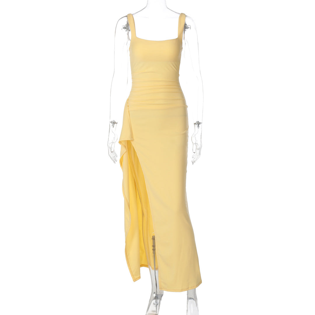Damen elegantes Maxikleid mit seitlichem Schlitz und Röschendetails Echo Archiv