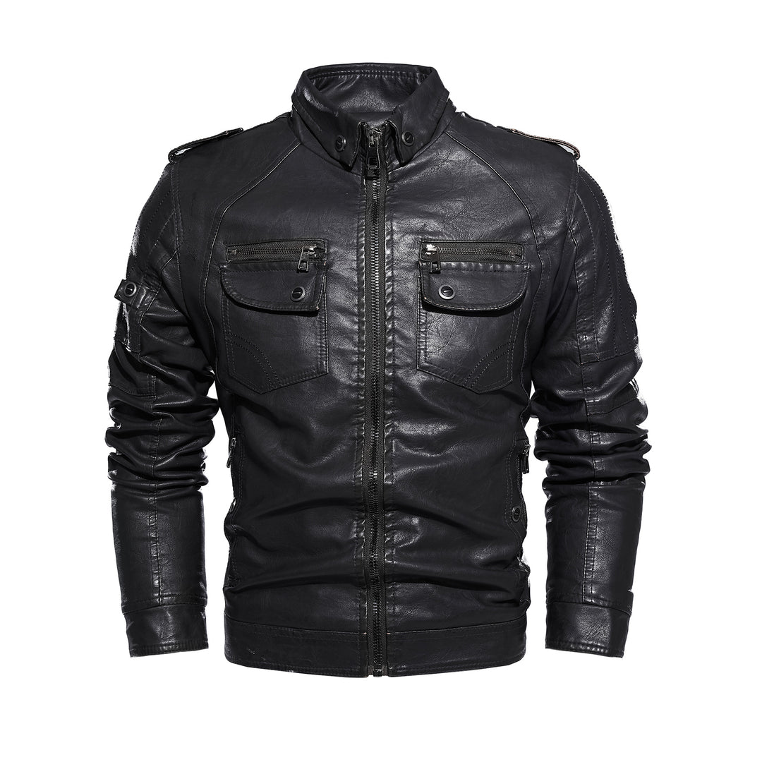 Herren lässige Lederjacke mit zahlreichen Taschen Echoarchiv