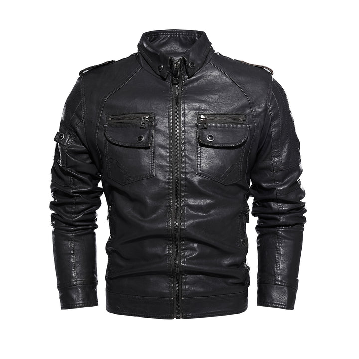 Herren lässige Lederjacke mit zahlreichen Taschen Echoarchiv