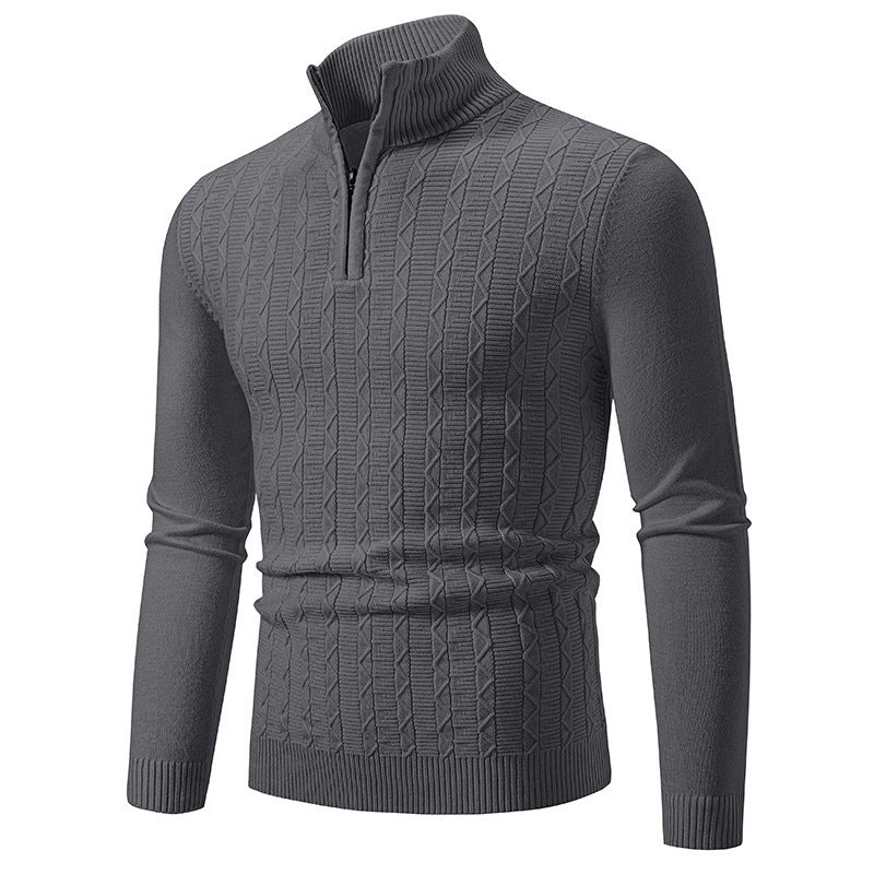 Herren modischer Strickpullover mit Stehkragen und Reißverschluss Echoarchiv