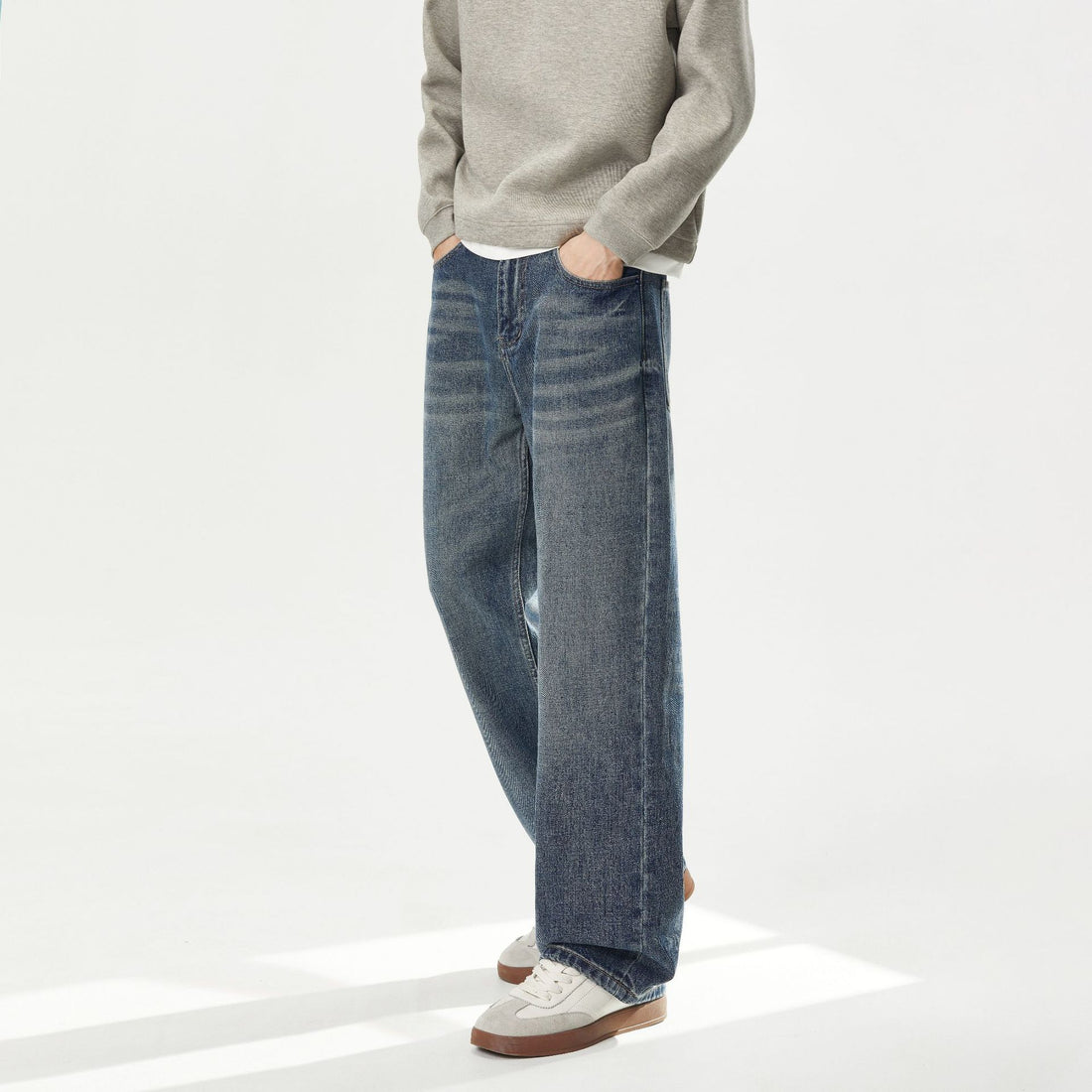 Damen Hochbund-Jeans mit weitem Bein und Vintage-Waschung Echo Archiv