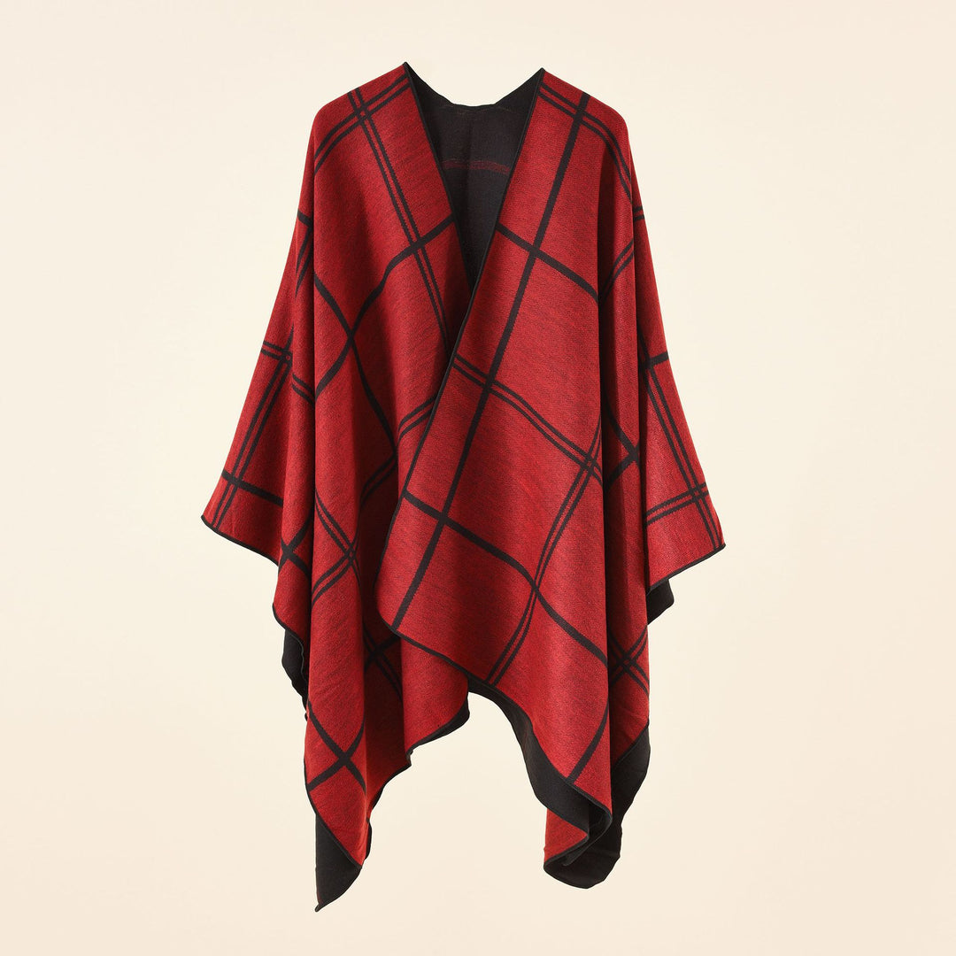 Damen Jacquard Poncho mit Paisley‑Muster – Avérine