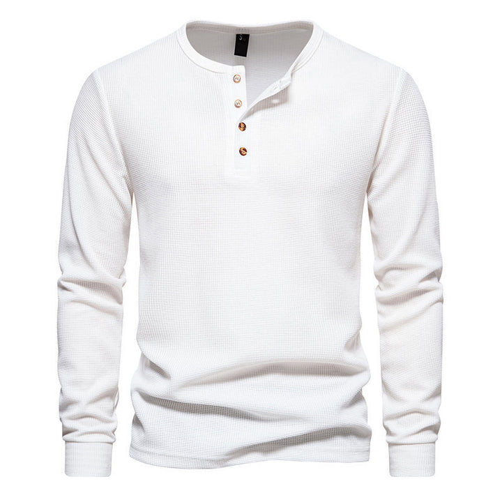 Herren Langarmshirt mit Knopfleiste und strukturiertem Design Echoarchiv