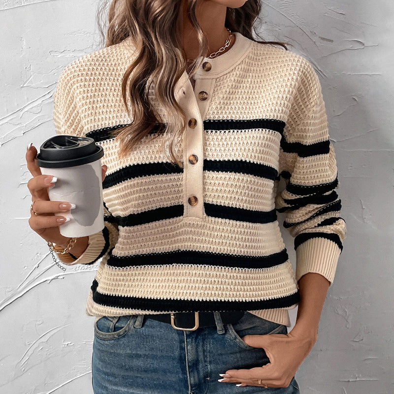 Damen Lässiger Strickpullover mit Knopfleiste Echo Archiv