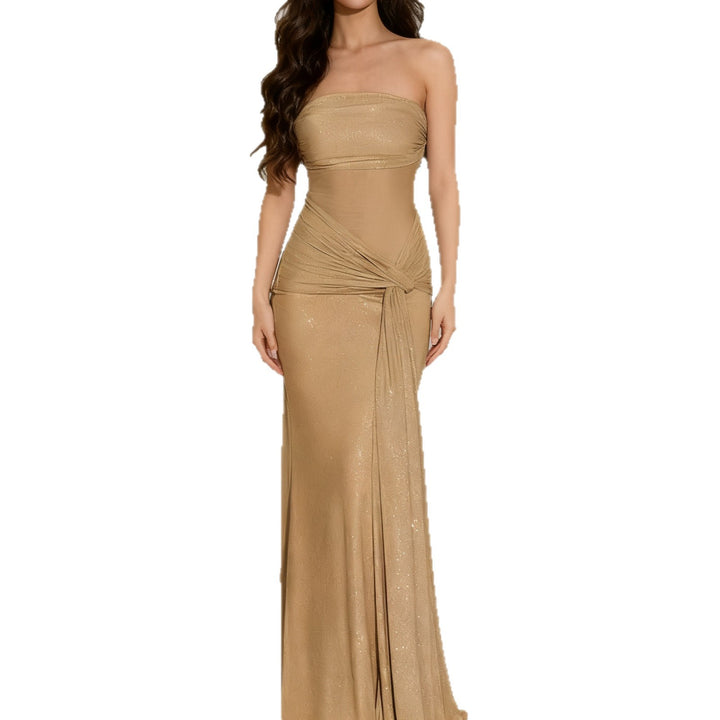 Damen Strapless Glamour Kleid mit eleganten Schals Echo Archiv