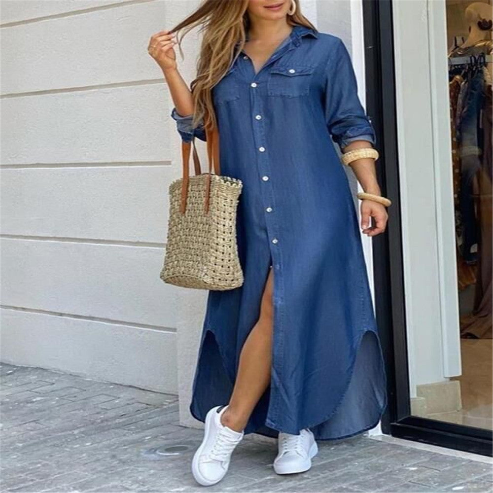 Damen nan langes Hemdkleid mit floralem Muster und seitlichem Schlitz Echo Archiv