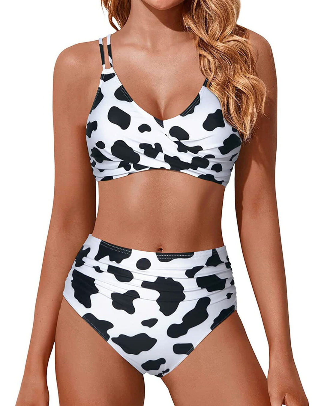 Damen Hochtailliertes Bikini-Set mit gerafftem Oberteil Echo Archiv