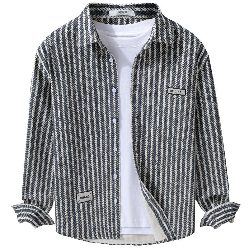 Herren Texturiertes Hemdjacken-Overshirt mit diagonaler Fischgrät-Struktur Echoarchiv