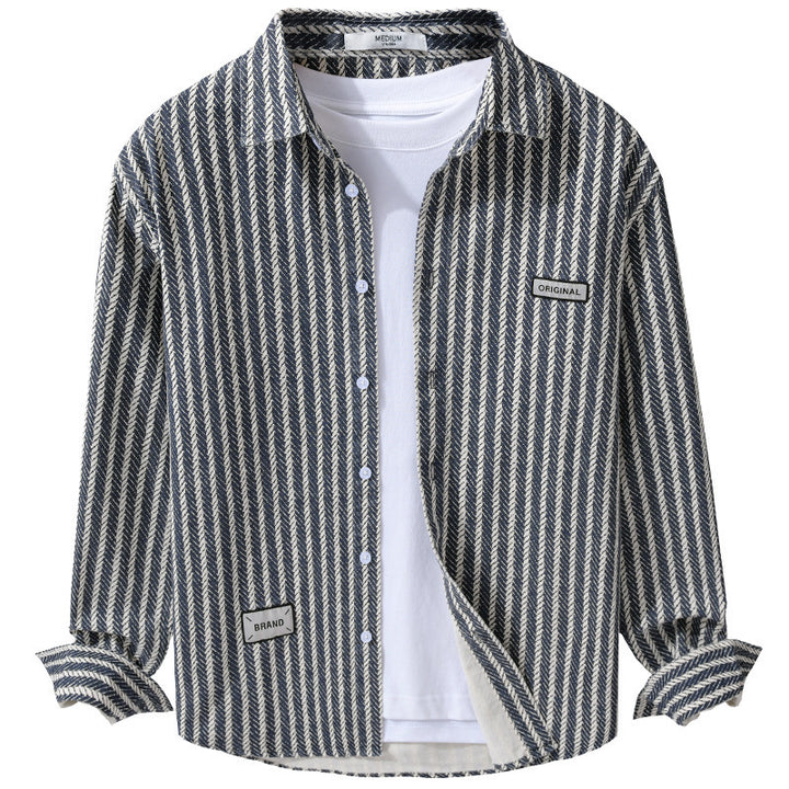 Herren Texturiertes Hemdjacken-Overshirt mit diagonaler Fischgrät-Struktur Echoarchiv