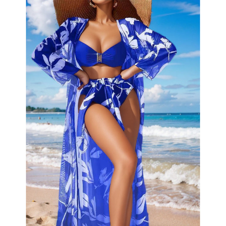 Damen Bikini-Set mit floralem Überrock und stilvollem Bandeau-Oberteil Echo Archiv