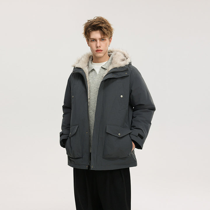 Herren Gefütterte Winterparka mit Kunstfellkapuze und Thermofutter, wind- und wasserabweisend Echo Archiv
