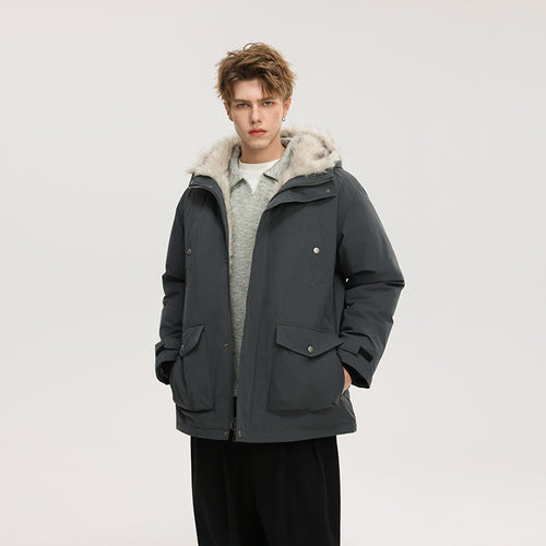 Herren Gefütterte Winterparka mit Kunstfellkapuze und Thermofutter, wind- und wasserabweisend Echo Archiv