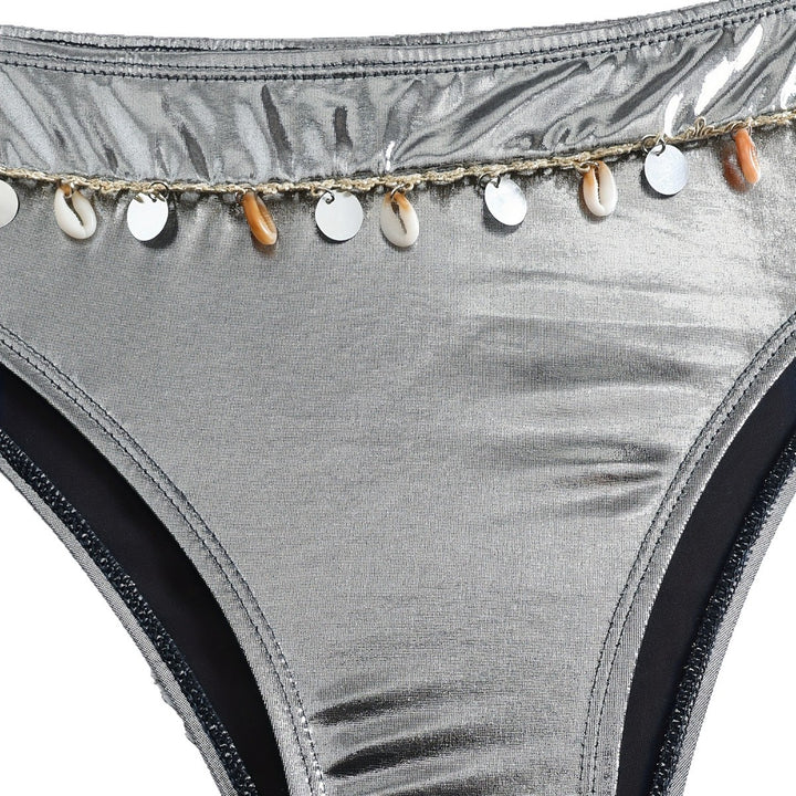Damen Bandeau-Bikini mit eleganter Glanzoptik und modischen Muscheldetails Echo Archiv