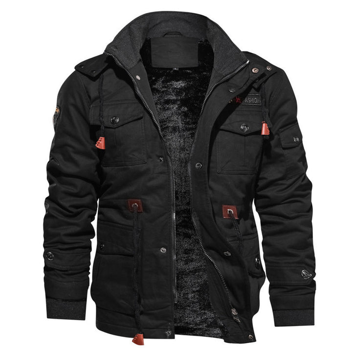 Herren robustes Canvas‑Fieldparka mit wärmender Teddy‑Innenlage, Kordelzug und Multifunktions‑Taschen Echo Archiv