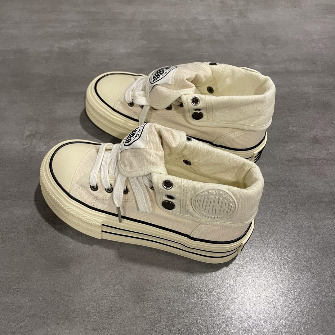 Damen Hochgeschnittene Canvas-Plateausneaker mit markanter Gummiplattform – Névara