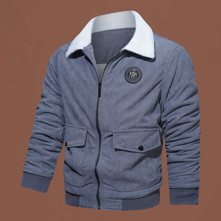 Herren nan gesteppte Cordjacke mit Teddykragen, verdecktem Reißverschluss und aufgesetzten Klappentaschen Echo Archiv