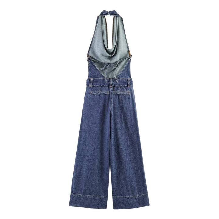 Damen Jumpsuit mit halbem Ausschnitt und weitem Bein Echo Archiv