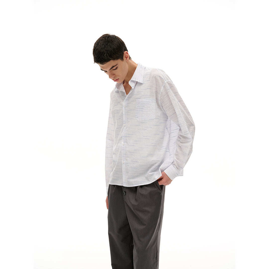 Unisex Weit geschnittenes Oversize-Hemd aus leichter Baumwollmischung mit Kentkragen und Brusttasche Echoarchiv