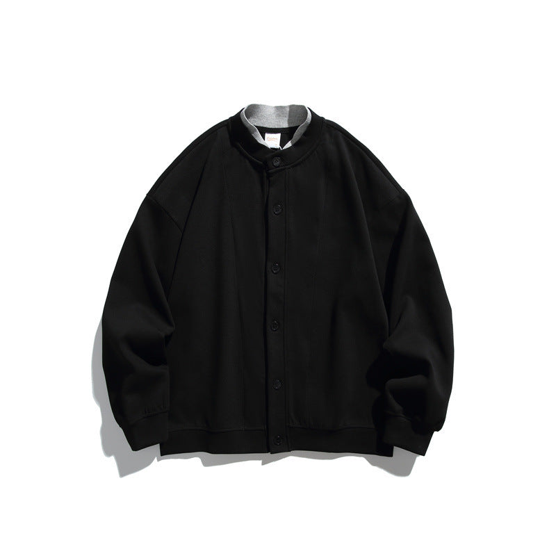 Unisex Oversize Knopfcardigan aus schwerer Baumwollfrottee mit tonalen Nahtpaspeln und geripptem Innenkragen Echoarchiv