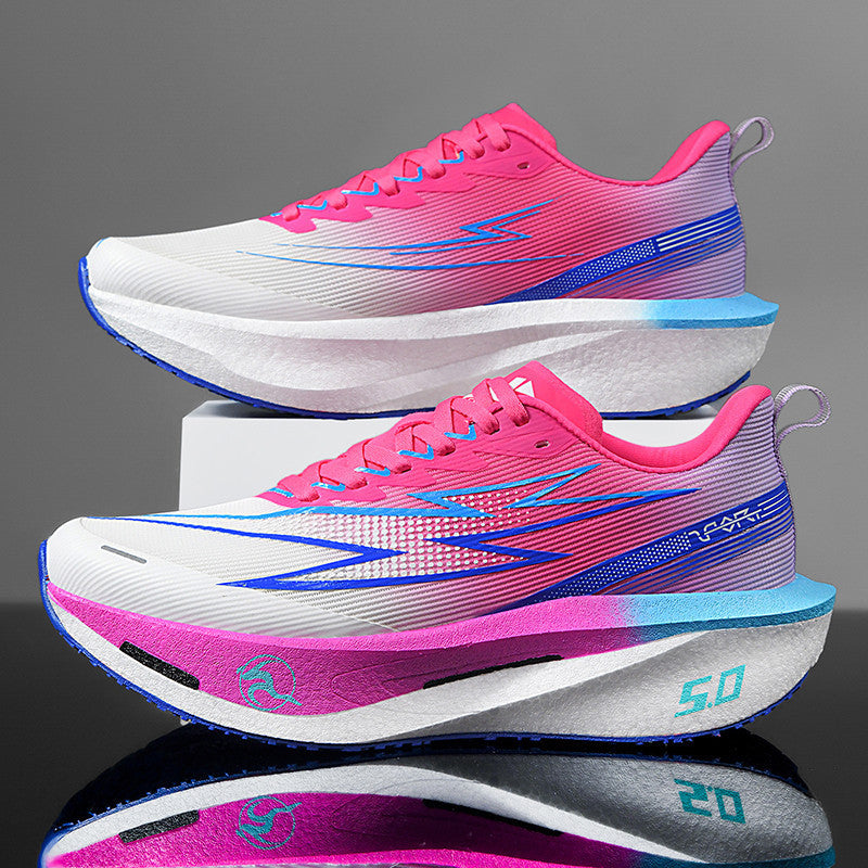 Unisex gedämpfte Race-Plateau-Laufschuhe mit Rocker-Zwischensohle und atmungsaktivem Micro-Mesh – Tavélo