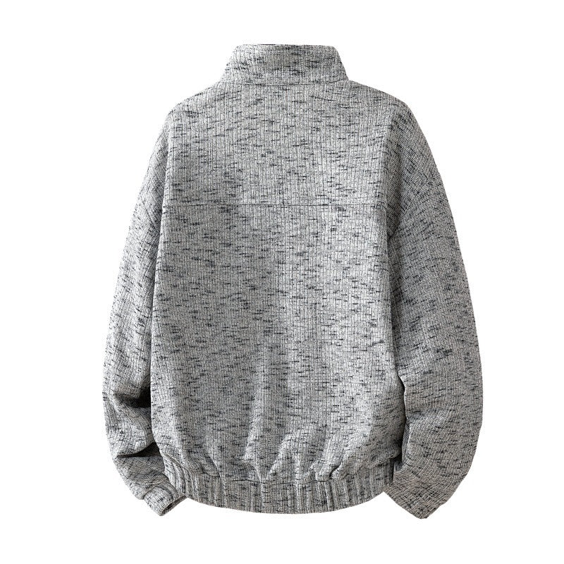 Herren Oversized Sweatshirt mit strukturiertem Design, Stehkragen, Druckknopfverschluss und Kängurutasche – Marzano