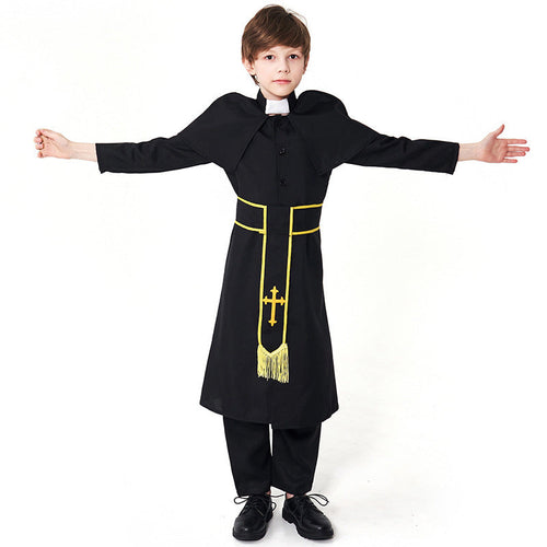 Männer Priester Kostüm mit Umhang und goldenen Accessoires Echo Archiv