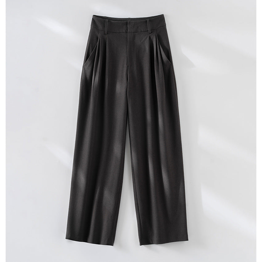 Damen Hochtaillierte Palazzo-Stoffhose mit Bundfalten, Eingrifftaschen und klarer Bügelfalte Echoarchiv