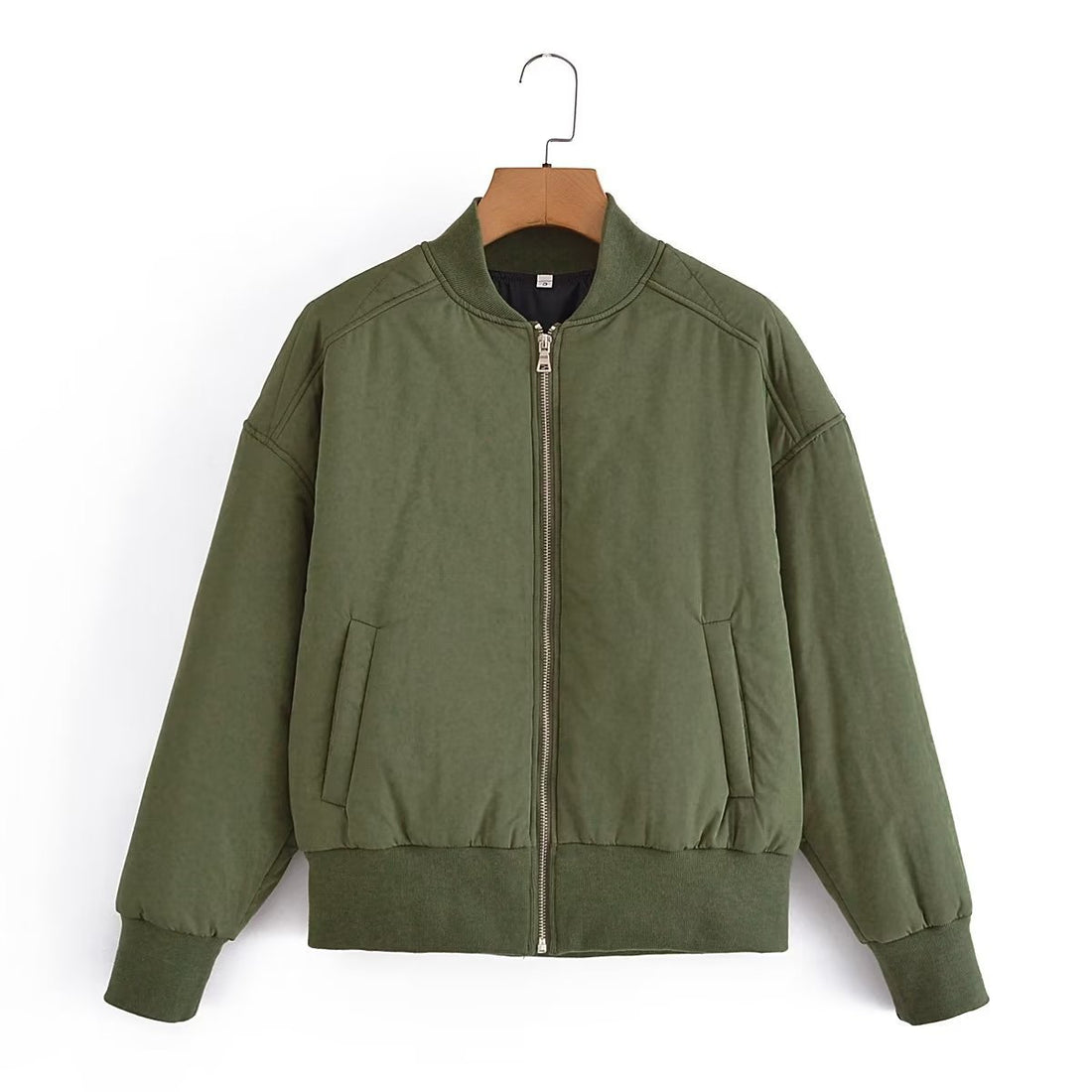 Damen Kurz geschnittene wattierte Blousonjacke mit geripptem Saum – Avenza
