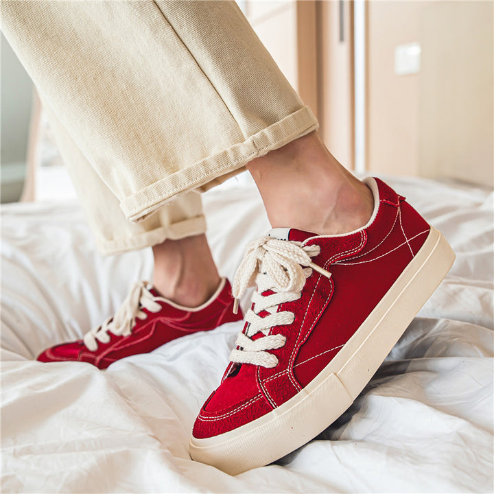 Unisex lässiger Canvas-Low-Top Sneaker mit kontrastnaher Ziersteppung und gepolsterter Plateausohle – Norré