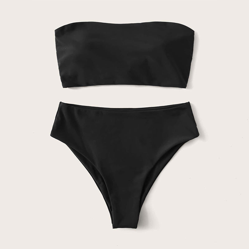 Damen Bikini-Set mit bandeau Oberteil und hohem Taillenslip Echo Archiv